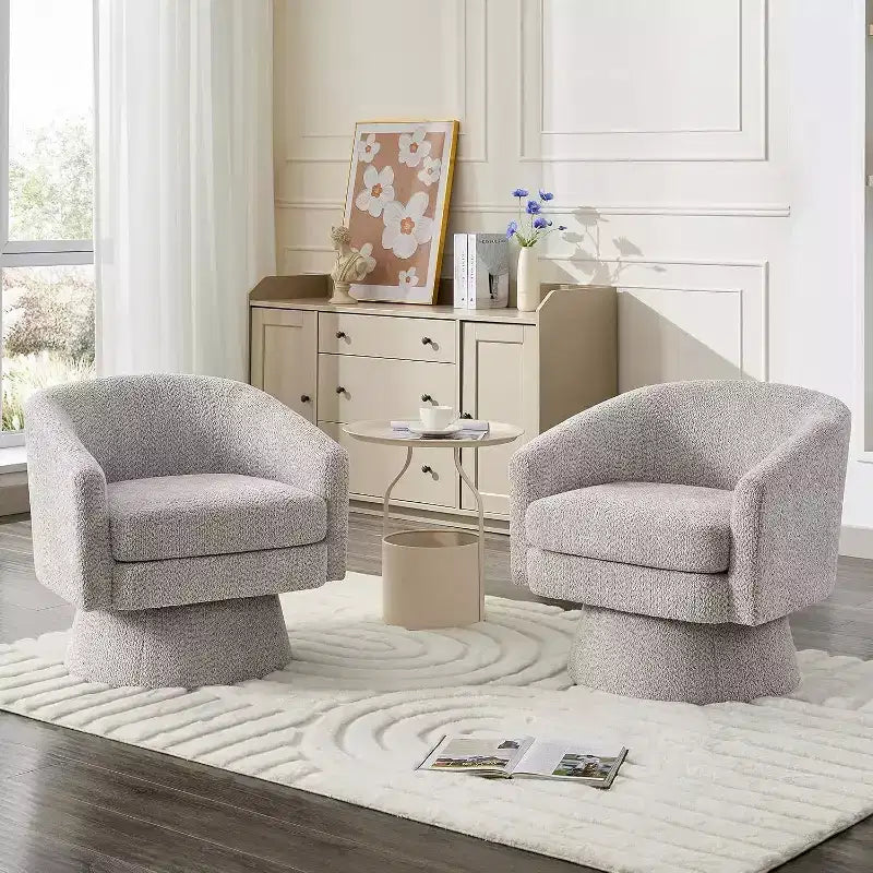 360 Swivel Chenille Lounge Chair - Accent Reading Chair with Storage, Modern Single Sofa Armchair, Club Chair for Living Room Bedroom Office