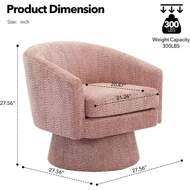 360 Swivel Chenille Lounge Chair - Accent Reading Chair with Storage, Modern Single Sofa Armchair, Club Chair for Living Room Bedroom Office