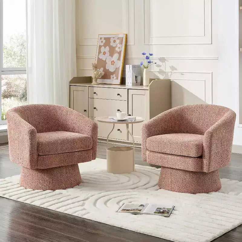 360 Swivel Chenille Lounge Chair - Accent Reading Chair with Storage, Modern Single Sofa Armchair, Club Chair for Living Room Bedroom Office