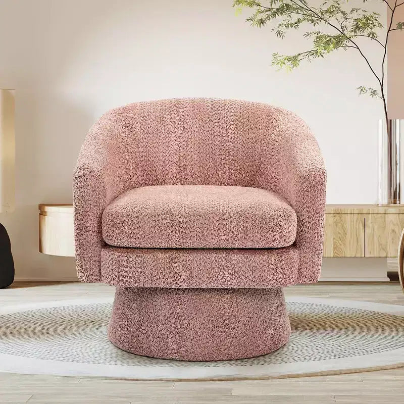 360 Swivel Chenille Lounge Chair - Accent Reading Chair with Storage, Modern Single Sofa Armchair, Club Chair for Living Room Bedroom Office