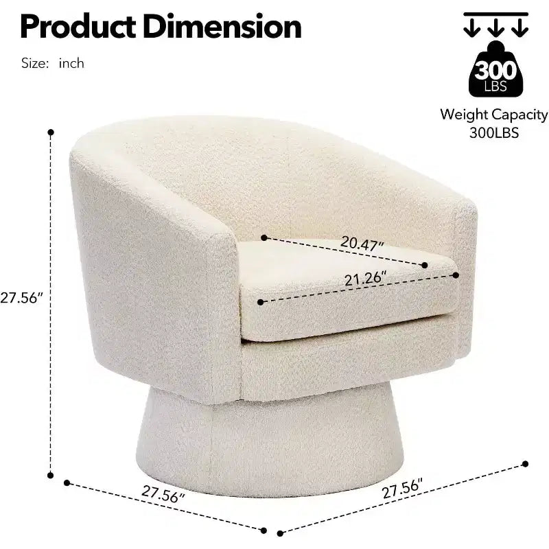 360 Swivel Chenille Lounge Chair - Accent Reading Chair with Storage, Modern Single Sofa Armchair, Club Chair for Living Room Bedroom Office