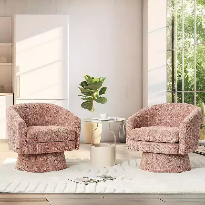 360 Swivel Chenille Lounge Chair - Accent Reading Chair with Storage, Modern Single Sofa Armchair, Club Chair for Living Room Bedroom Office