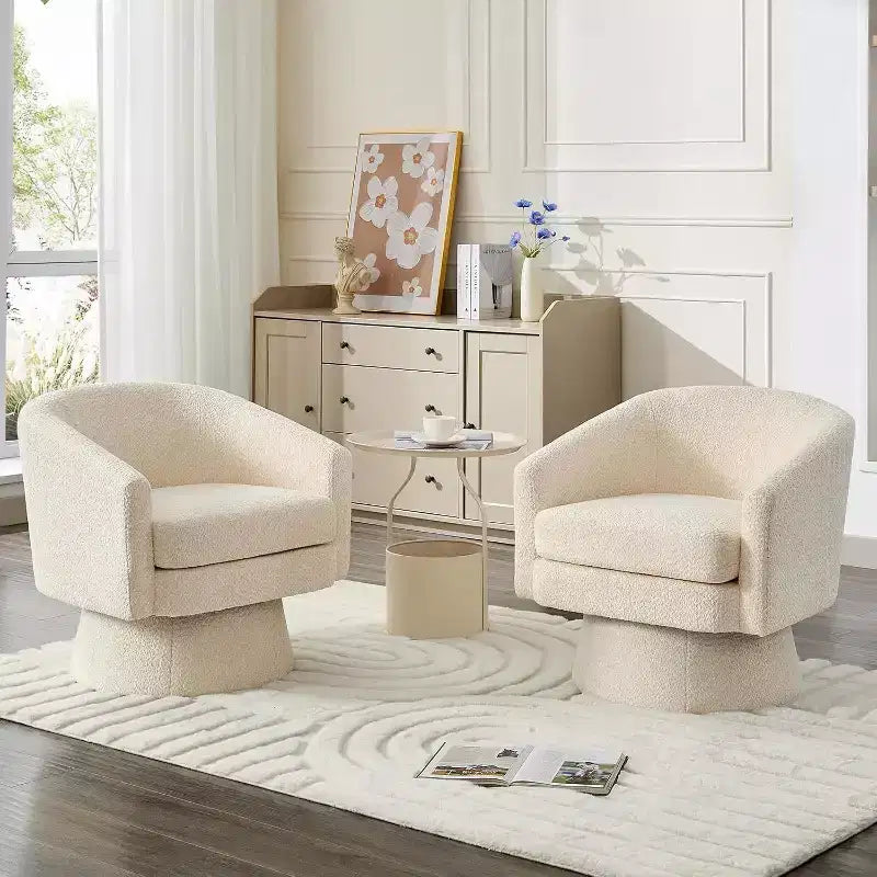 360 Swivel Chenille Lounge Chair - Accent Reading Chair with Storage, Modern Single Sofa Armchair, Club Chair for Living Room Bedroom Office