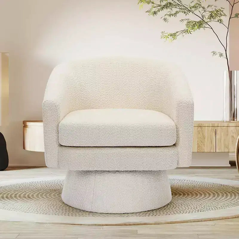 360 Swivel Chenille Lounge Chair - Accent Reading Chair with Storage, Modern Single Sofa Armchair, Club Chair for Living Room Bedroom Office