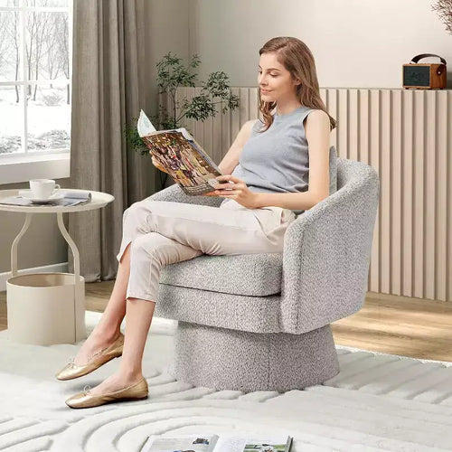 360 Swivel Chenille Lounge Chair - Accent Reading Chair with Storage, Modern Single Sofa Armchair, Club Chair for Living Room Bedroom Office