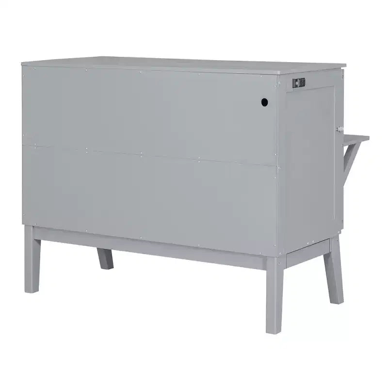 Full/Queen Murphy Bed, Murphy Cabinet Bed with USB Port and Removable Shelves on Each Side for Small Spaces