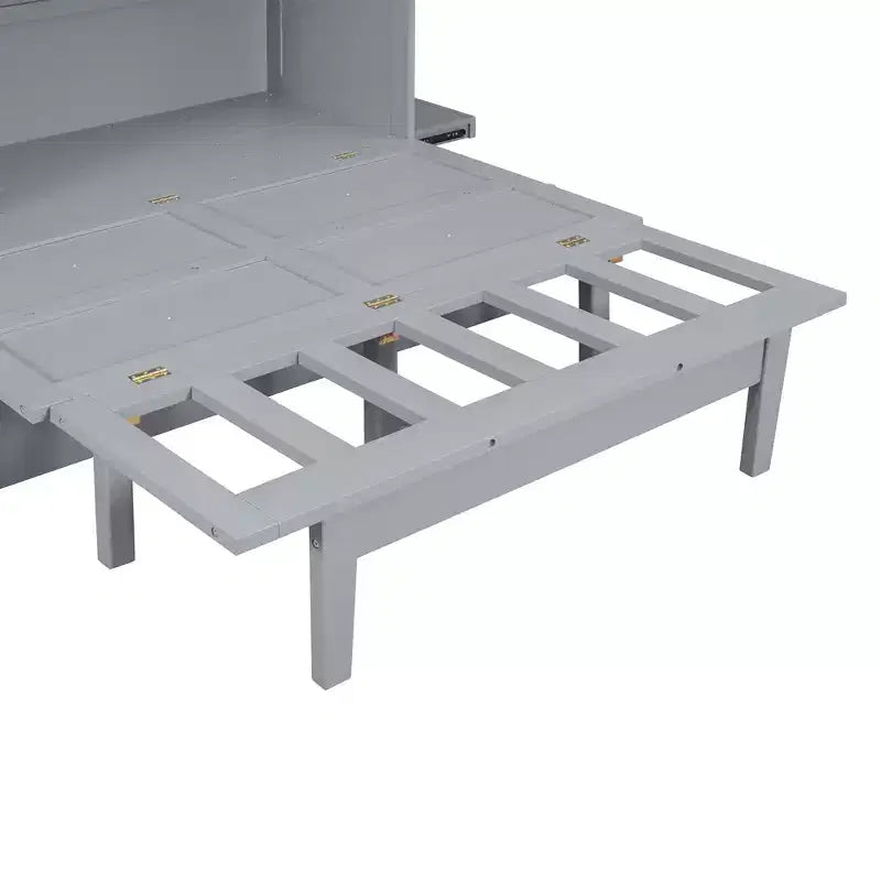 Full/Queen Murphy Bed, Murphy Cabinet Bed with USB Port and Removable Shelves on Each Side for Small Spaces