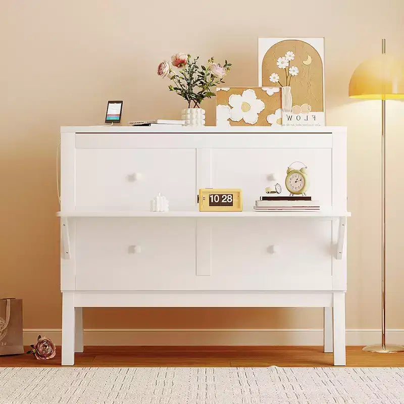 Full/Queen Murphy Bed, Murphy Cabinet Bed with USB Port and Removable Shelves on Each Side for Small Spaces