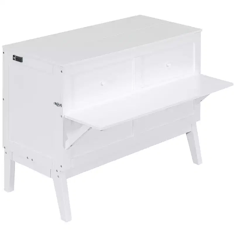 Full/Queen Murphy Bed, Murphy Cabinet Bed with USB Port and Removable Shelves on Each Side for Small Spaces