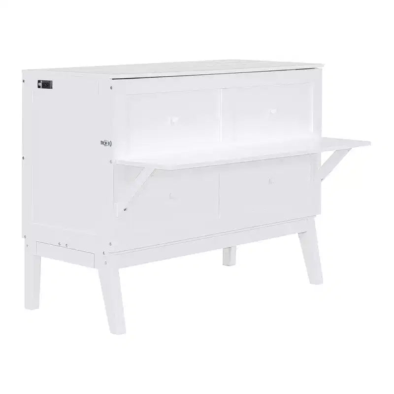 Full/Queen Murphy Bed, Murphy Cabinet Bed with USB Port and Removable Shelves on Each Side for Small Spaces