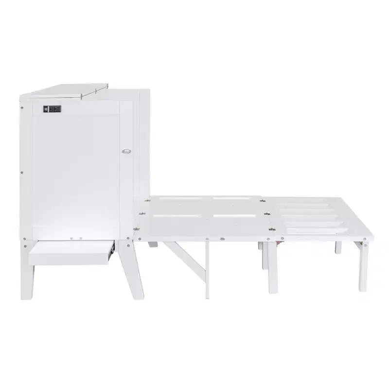 Full/Queen Murphy Bed, Murphy Cabinet Bed with USB Port and Removable Shelves on Each Side for Small Spaces