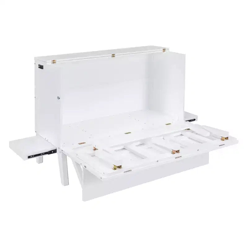 Full/Queen Murphy Bed, Murphy Cabinet Bed with USB Port and Removable Shelves on Each Side for Small Spaces