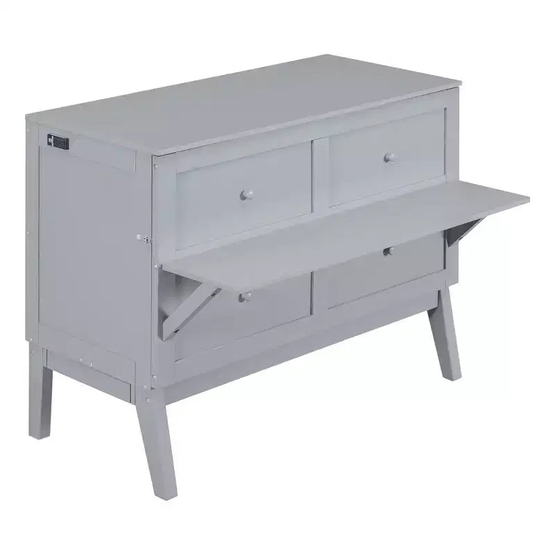 Full/Queen Murphy Bed, Murphy Cabinet Bed with USB Port and Removable Shelves on Each Side for Small Spaces