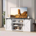Farmhouse Large TV Stands 70, Entertainment Center with Sliding Doors, Media TV Console Table with Charging Station, TV Cabinet for Home Living Room