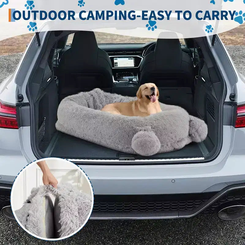 Large Size Dogs Bed, Washable, Faux Fur Bolster, Removable Cover, Calming Round Bed