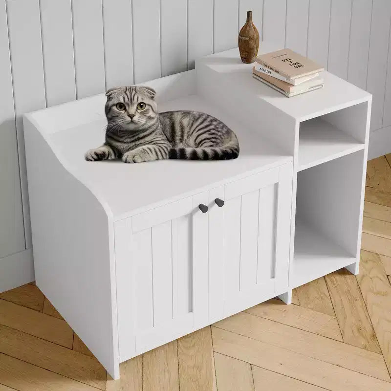 Storage Sideboard, Indoor Wooden Cat Litter Box, Pet House, Side Table with Storage Function