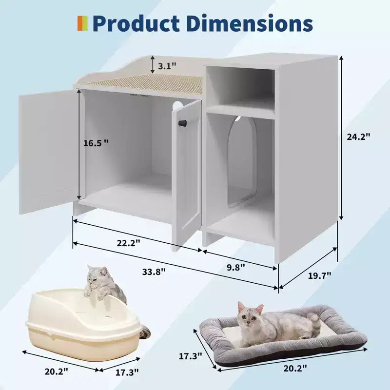 Storage Sideboard, Indoor Wooden Cat Litter Box, Pet House, Side Table with Storage Function