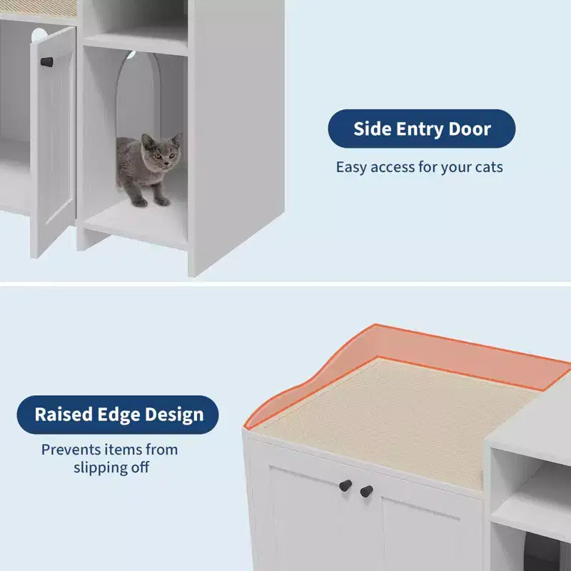 Storage Sideboard, Indoor Wooden Cat Litter Box, Pet House, Side Table with Storage Function