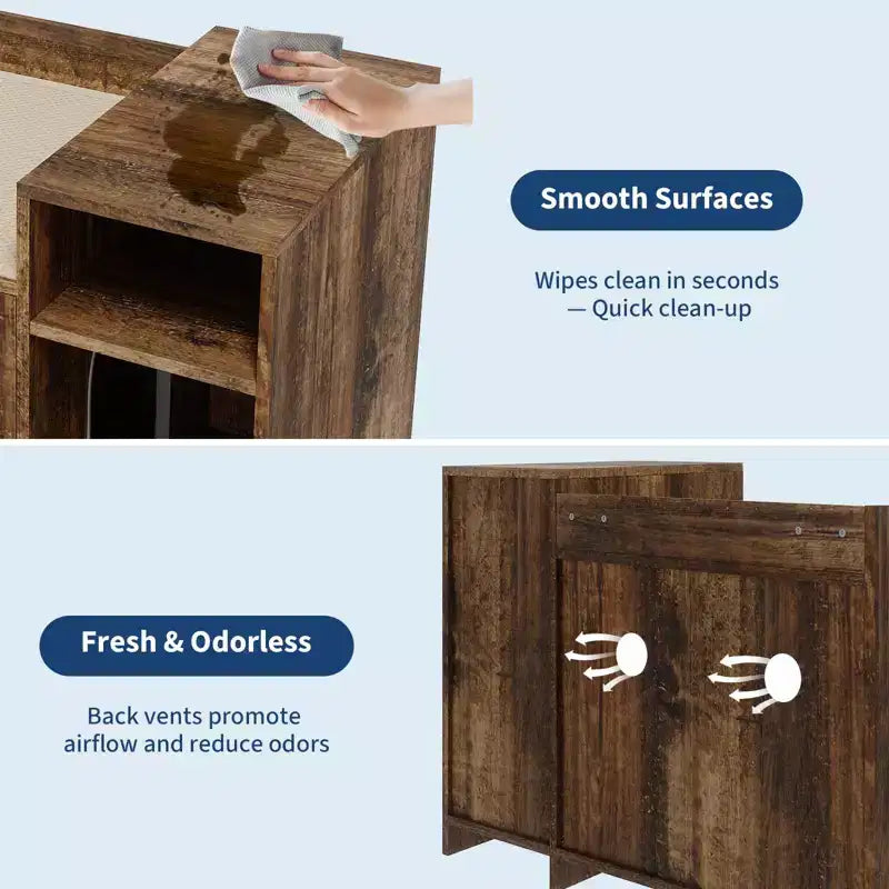 Storage Sideboard, Indoor Wooden Cat Litter Box, Pet House, Side Table with Storage Function