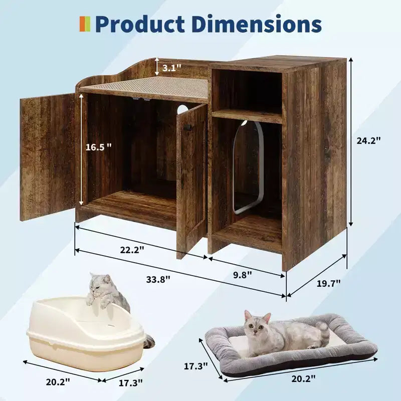 Storage Sideboard, Indoor Wooden Cat Litter Box, Pet House, Side Table with Storage Function