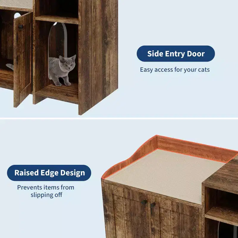Storage Sideboard, Indoor Wooden Cat Litter Box, Pet House, Side Table with Storage Function