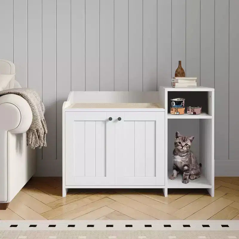 Storage Sideboard, Indoor Wooden Cat Litter Box, Pet House, Side Table with Storage Function