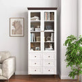 GDFStudio Eira 34 Modern Tall Storage Cabinet with 6 Drawers, 2 Glass Doors, and Adjustable Shelves