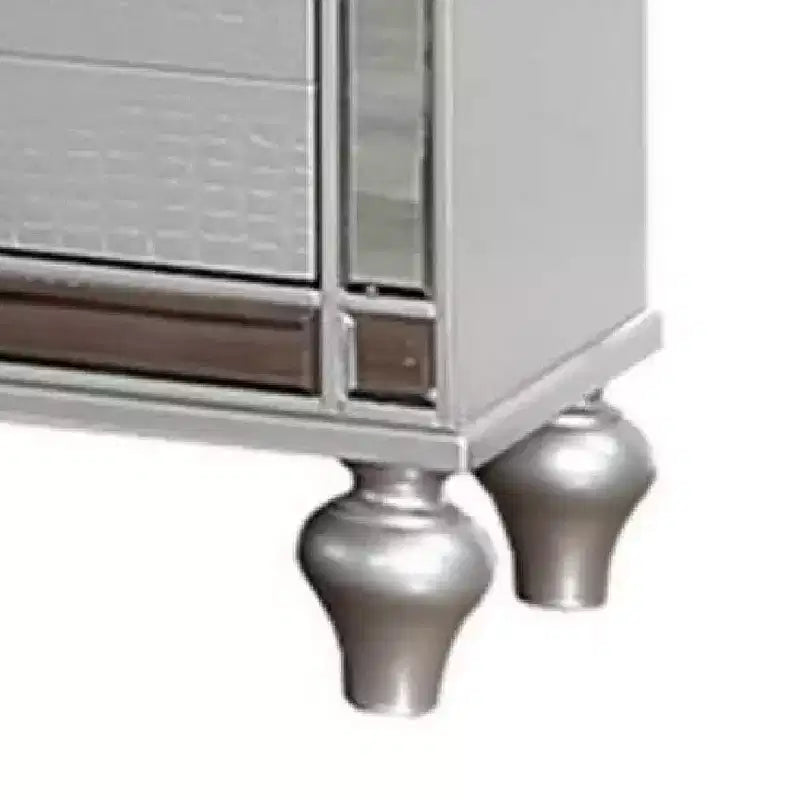 Royal Hampton Nightstand with 2 Drawers and USB Port, Silver Acacia Wood