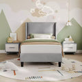 COZONY Wingback Platform Bed Frame, Luxurious Velvet Upholstery Headboard Wooden Slat Support