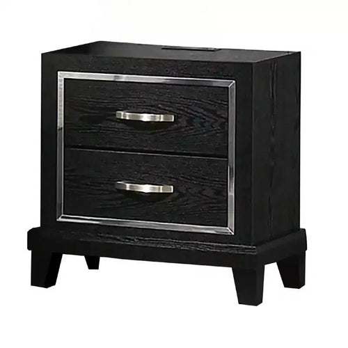 Royal Hampton with Charging Station, 2 Drawers, Black Rubberwood 24 Inch