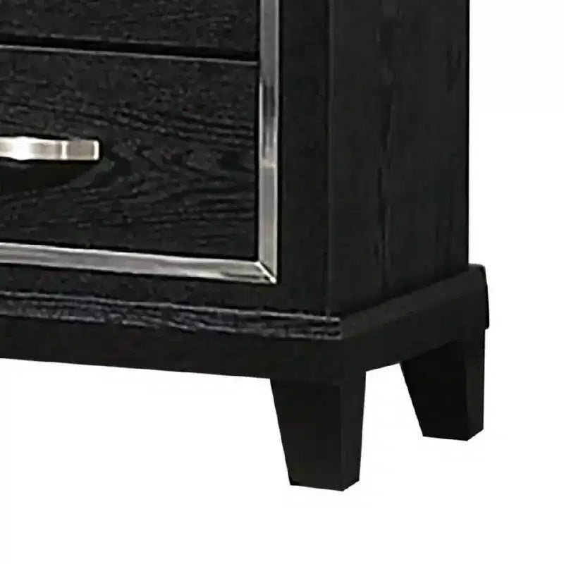 Royal Hampton with Charging Station, 2 Drawers, Black Rubberwood 24 Inch