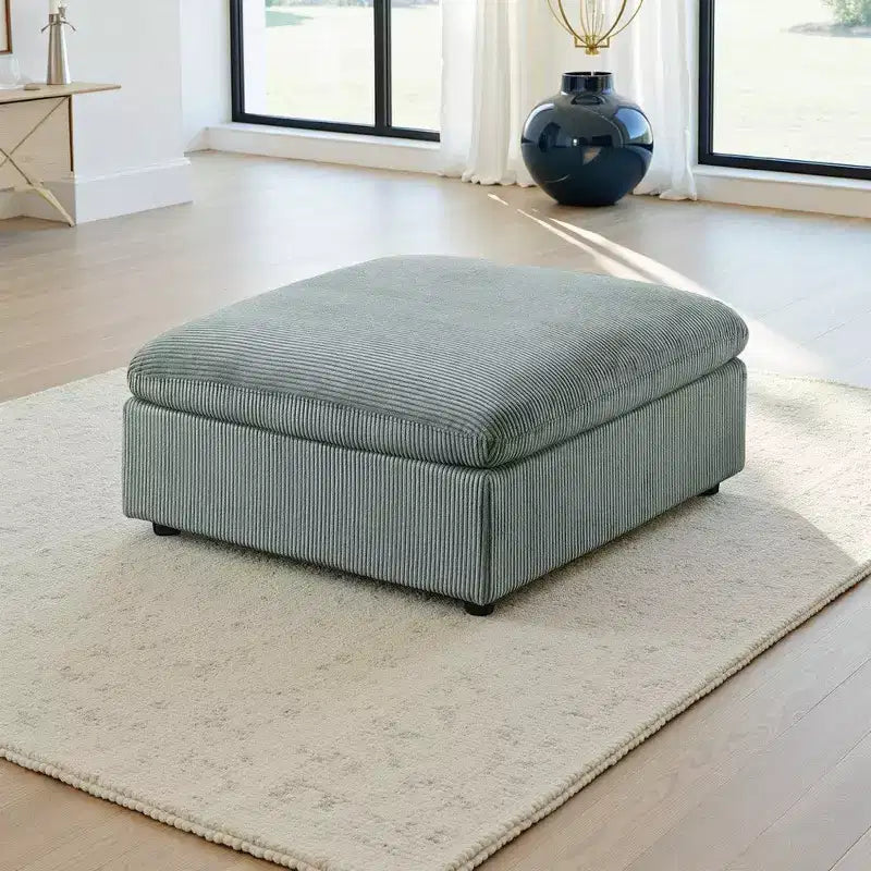 Royal Hampton Cocktail Ottoman, Sage Green Corduroy, Modular Square 39 Inch