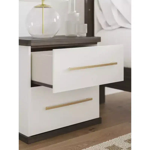 Signature Design by Ashley Nendalane 2-Drawer Nightstand with USB port, Brown/White