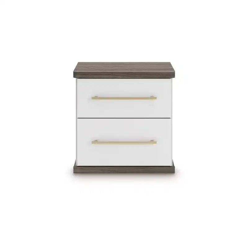 Signature Design by Ashley Nendalane 2-Drawer Nightstand with USB port, Brown/White