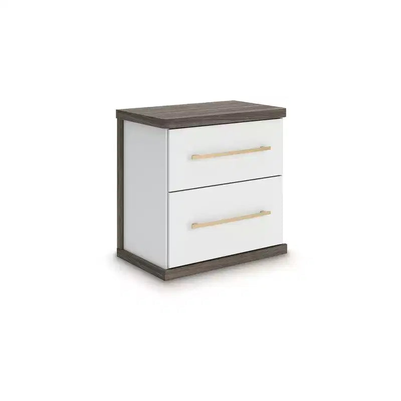 Signature Design by Ashley Nendalane 2-Drawer Nightstand with USB port, Brown/White