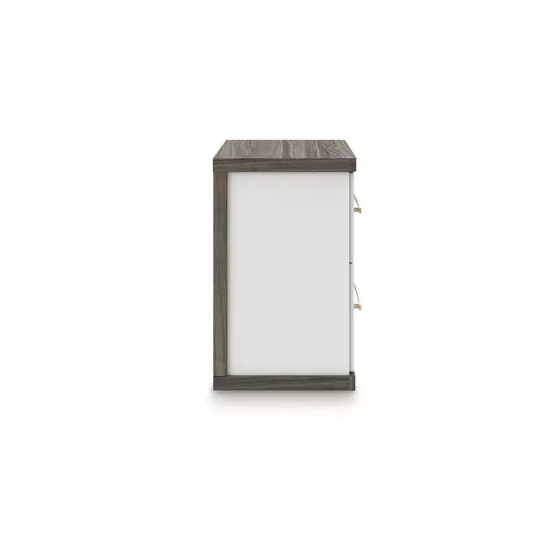 Signature Design by Ashley Nendalane 2-Drawer Nightstand with USB port, Brown/White