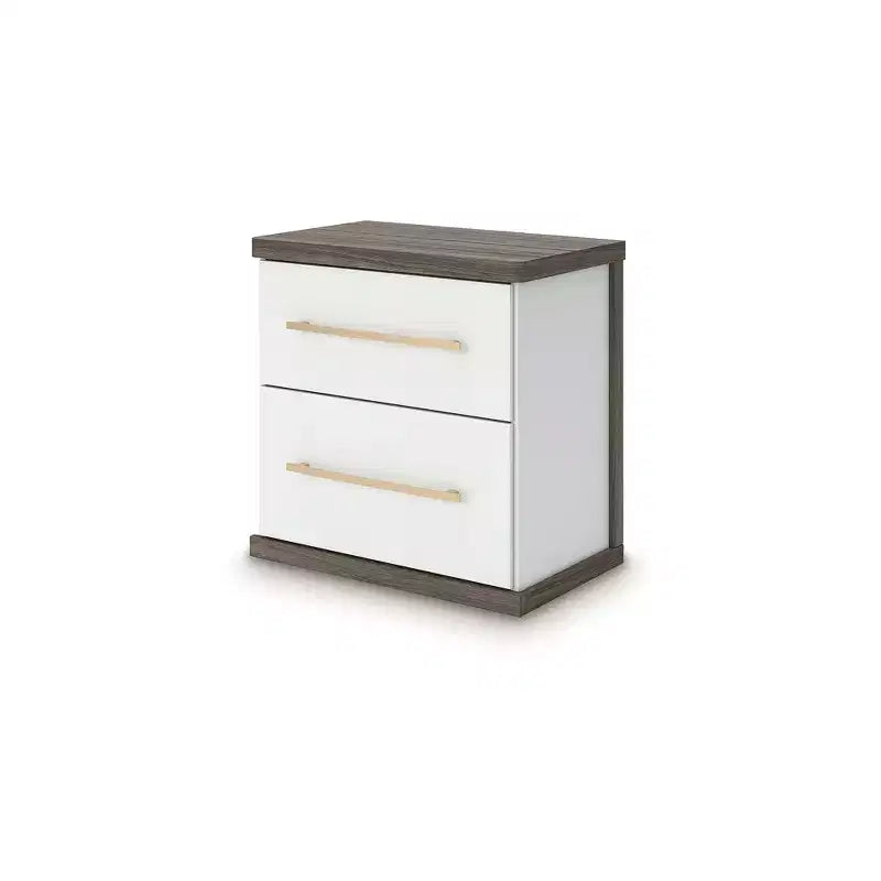 Signature Design by Ashley Nendalane 2-Drawer Nightstand with USB port, Brown/White