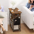 3 Tier Bedside Table Charging Station Flip Top Side Table for Living Room Bedroom