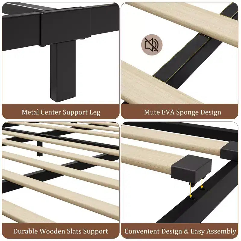 COZONY Wood Headboard Footboard Bed Frame, Under Bed Storage 6 Inch High No Box Spring Needed