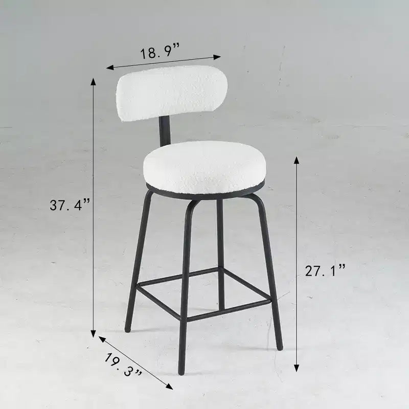 Okak Swivel Bar Stools Upholstered Counter Height Bar Chairs with Metal Legs & Footrest Set of 2, 360 Swivel Barstools for Kitchen Island