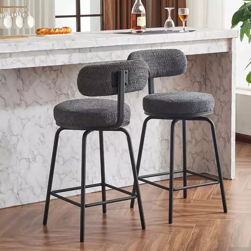 Okak Swivel Bar Stools Upholstered Counter Height Bar Chairs with Metal Legs & Footrest Set of 2, 360 Swivel Barstools for Kitchen Island
