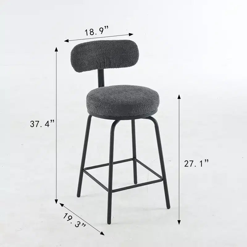 Okak Swivel Bar Stools Upholstered Counter Height Bar Chairs with Metal Legs & Footrest Set of 2, 360 Swivel Barstools for Kitchen Island