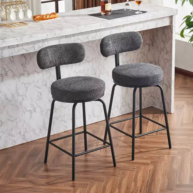 Okak Swivel Bar Stools Upholstered Counter Height Bar Chairs with Metal Legs & Footrest Set of 2, 360 Swivel Barstools for Kitchen Island