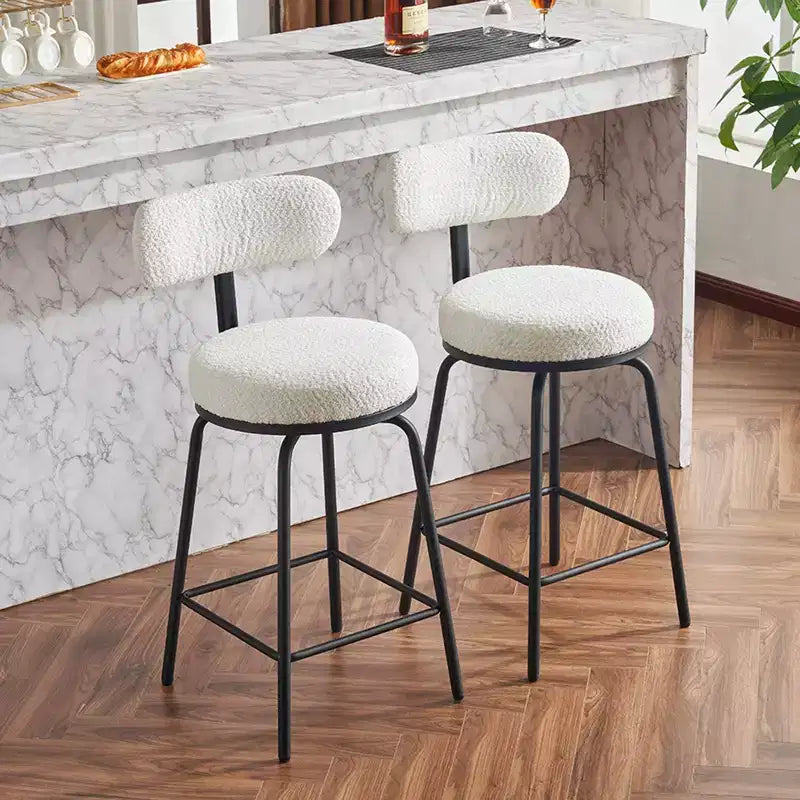 Okak Swivel Bar Stools Upholstered Counter Height Bar Chairs with Metal Legs & Footrest Set of 2, 360 Swivel Barstools for Kitchen Island
