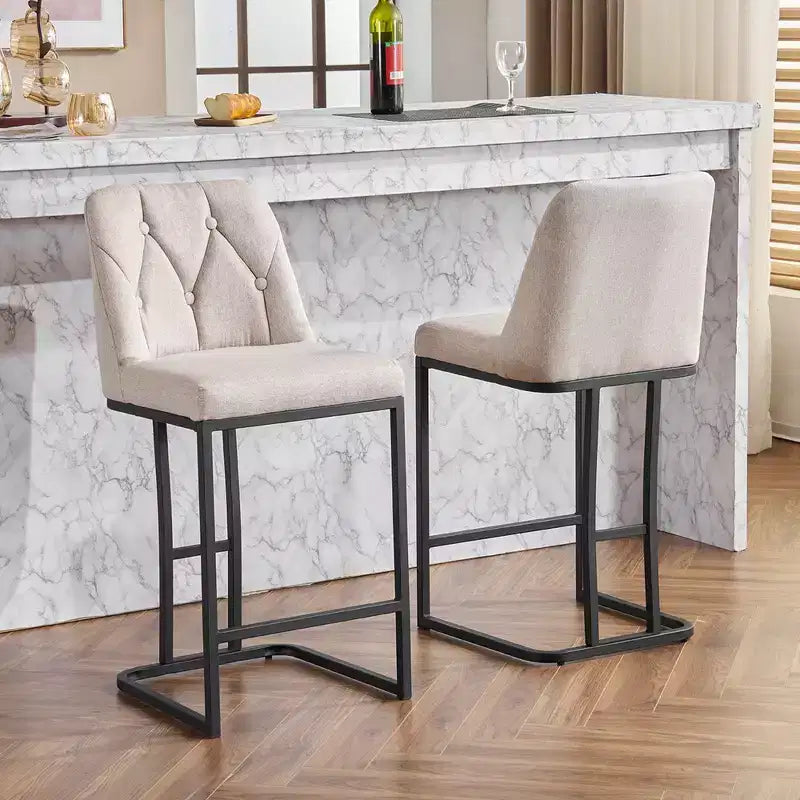 Okak 25.2 Modern Minimalist Bar Stool Counter Height Chair with Back Tufted Backrest, Upholstered Counter Stools for Kitchen Island&Dining Room
