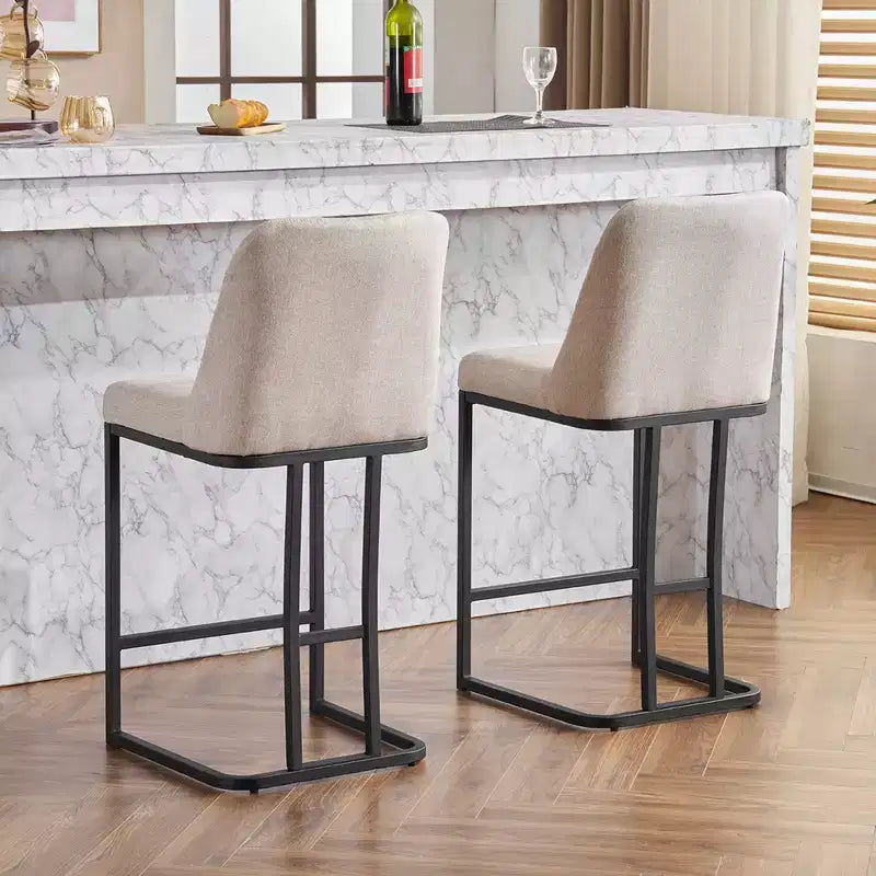 Okak 25.2 Modern Minimalist Bar Stool Counter Height Chair with Back Tufted Backrest, Upholstered Counter Stools for Kitchen Island&Dining Room