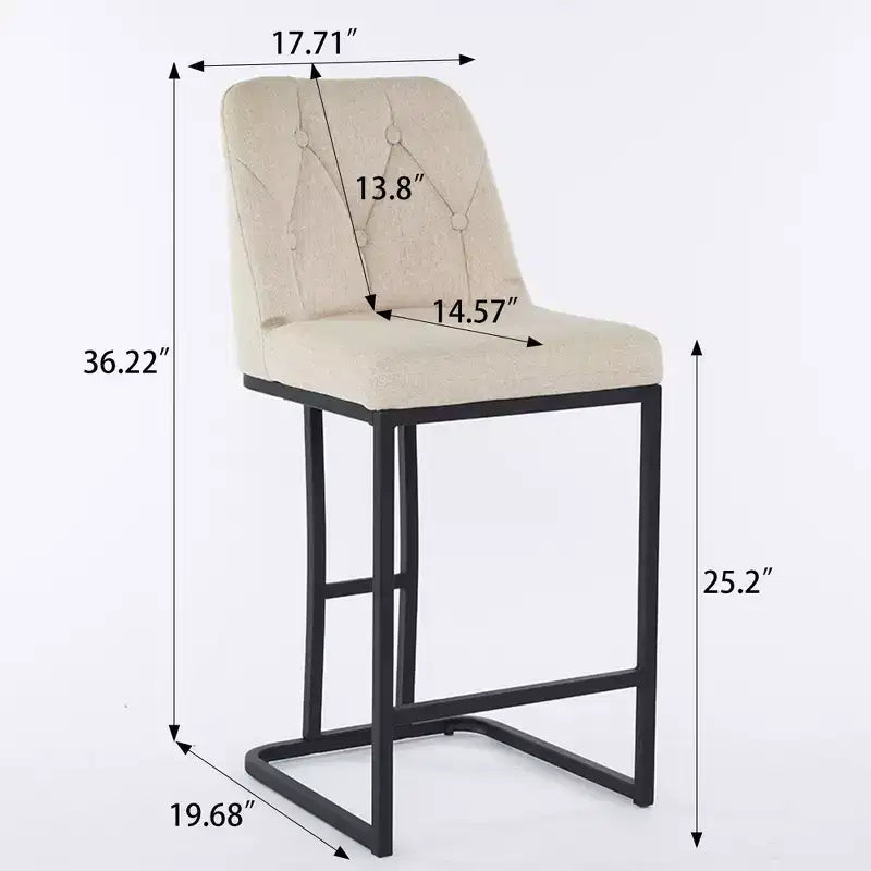 Okak 25.2 Modern Minimalist Bar Stool Counter Height Chair with Back Tufted Backrest, Upholstered Counter Stools for Kitchen Island&Dining Room