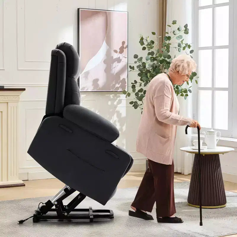 Oversized 22 Inch Recliner Chair with Vibration Massage & Lumbar Heating, PU Lift Recliner Single Cozy Sofa, Lazy Chair with Thick Sponge Padding