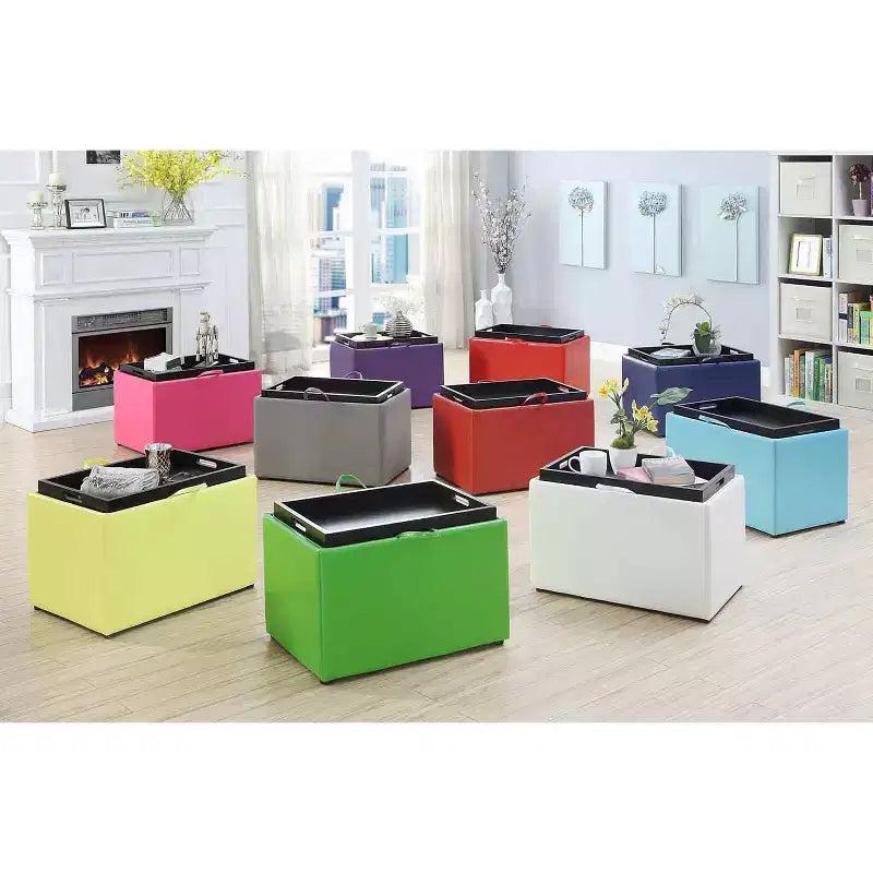 HomeStock Comfort Accent Storage Ottoman - Finish:Blue