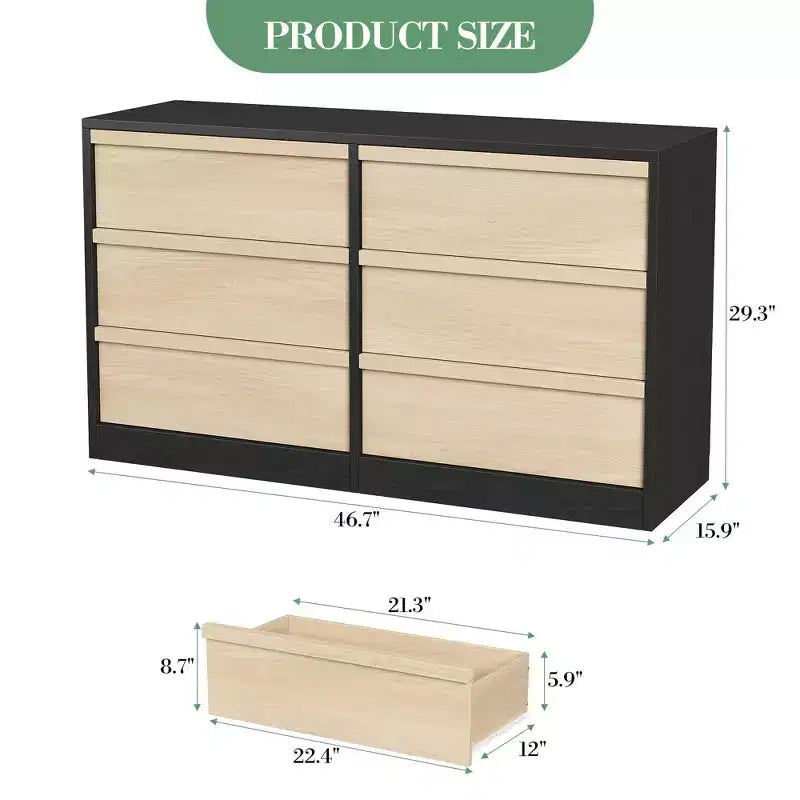 Acekool TV Stand and Dresser, Modern Storage Organizer for Bedroom, Large Wood Tabletop